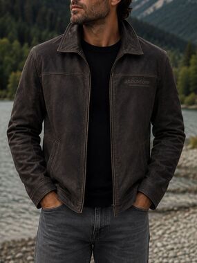 Rugged Genuine Leather Canadian Mining Jacket Mens Medium DARK Brown Coat Warm